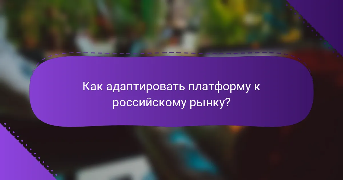 Как адаптировать платформу к российскому рынку?
